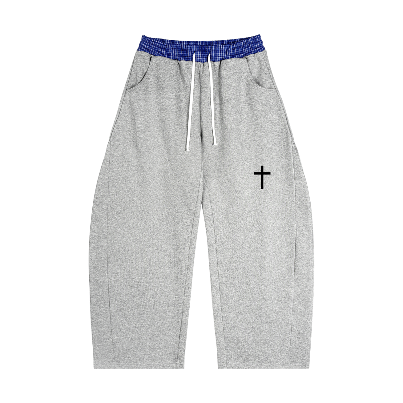 Plaid Waistband Barrel Sweatpants Cross