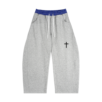Plaid Waistband Barrel Sweatpants Cross