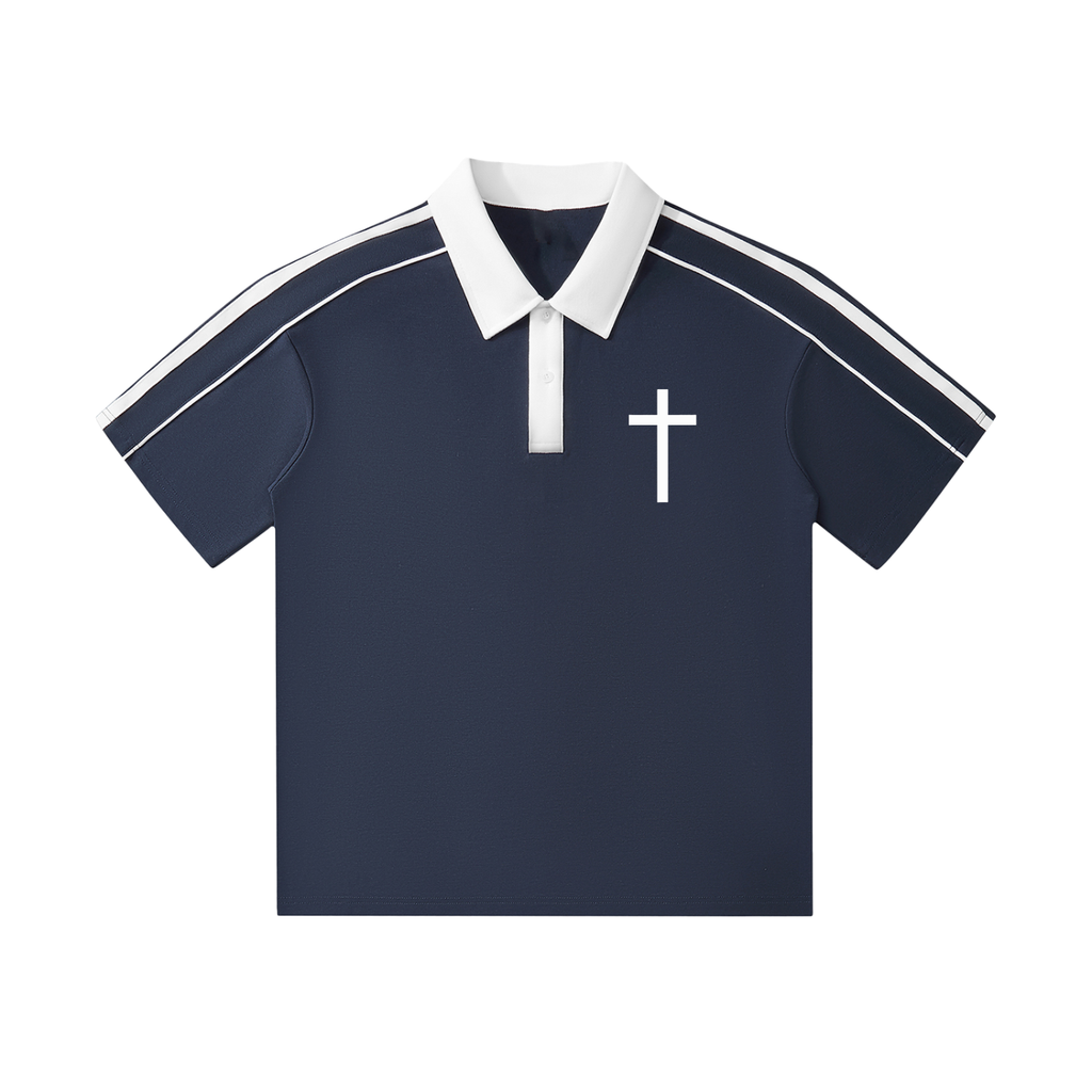 Contrast Collar Short-Sleeve Polo Shirt