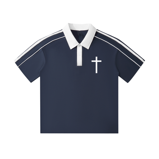 Contrast Collar Short-Sleeve Polo Shirt
