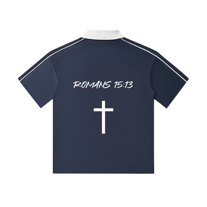 Contrast Collar Short-Sleeve Polo Shirt